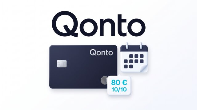 Carte bancaire Qonto avec le gain filleul de 80 € et une date limite au 10 octobre
