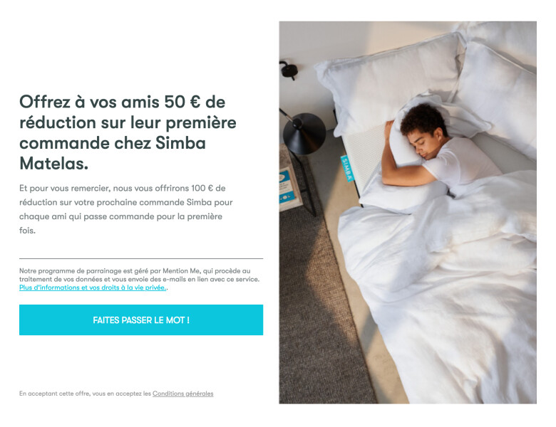 Offre de parrainage Simba Matelas au 31 mai 2026