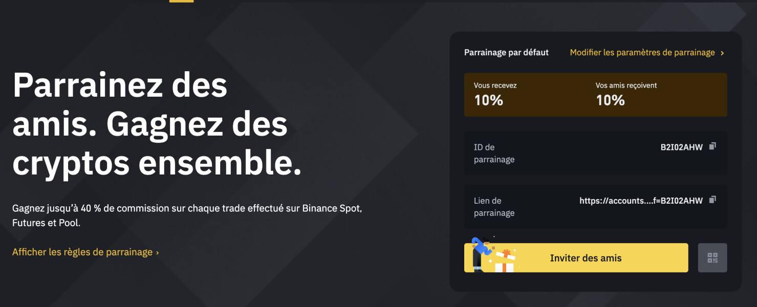 Offre de parrainage Binance au 21 avril 2026