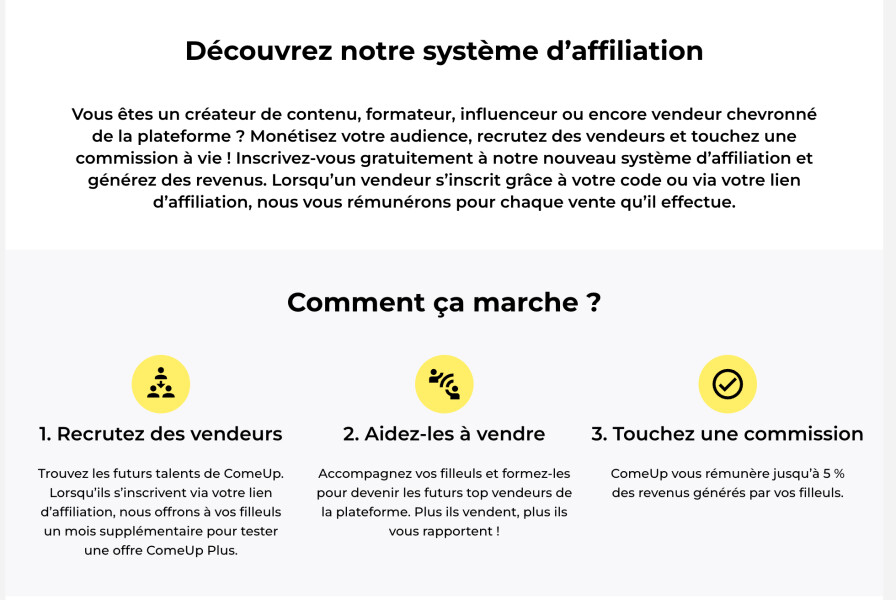 Offre de parrainage comeup (ex 5euros.com) au 2 avril 2026